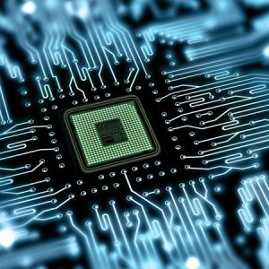 A close up piture of a circut showcasing deuterium oxide and its place within the semiconductor industry