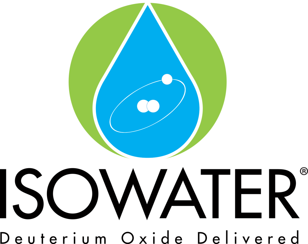 Isowater logo with the words "Deuterium Oxide Delivered" underneath.