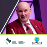 Headshot of Chairman Andrew Stuart with the Canadian Hydrogen Association and Isowater logos against a white background.